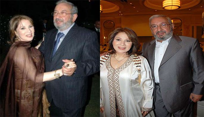 الممثل المصري الراحل نور الشريف وزوجته بوسي