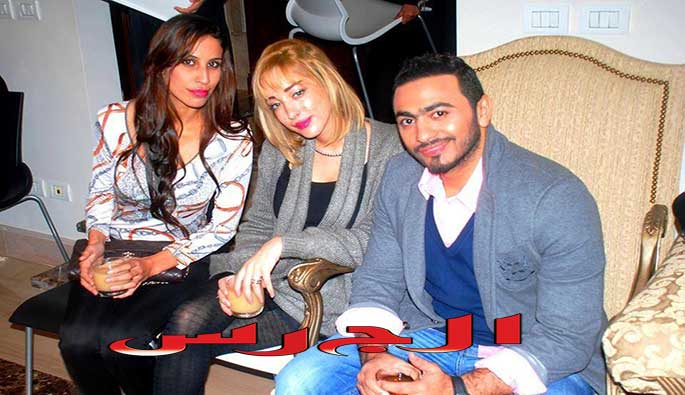 تامر حسني وبسمة وصديقتهما عارضة أزياء