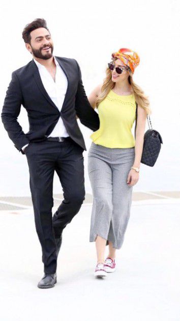 تامر حسني وزوجته بسمة بوسيل في أجمل صورة