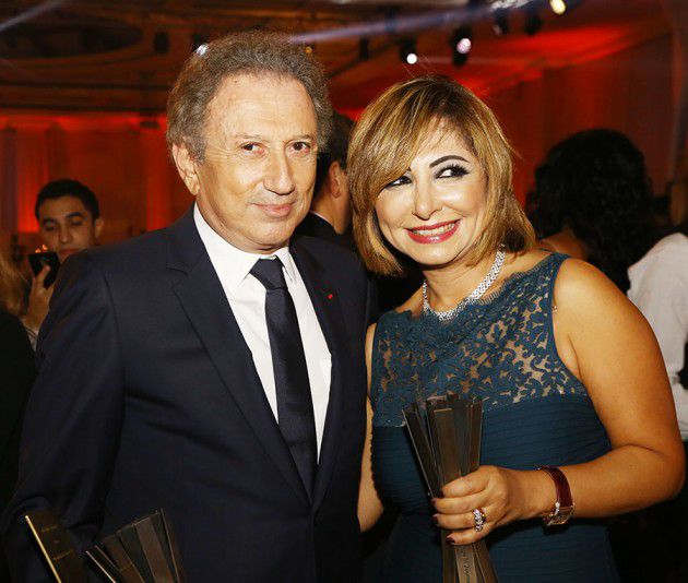 الإعلامي الفرنسي الكبير ميشال دروكير والإعلامية المصرية لميس الحديدي