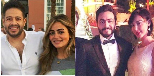 تامر حسني وزوجته ومحمد حماقي وزوجته