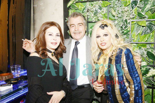الليدي مادونا مع الممثلين جورج شلهوب وزوجته ايلسي فرنيني
