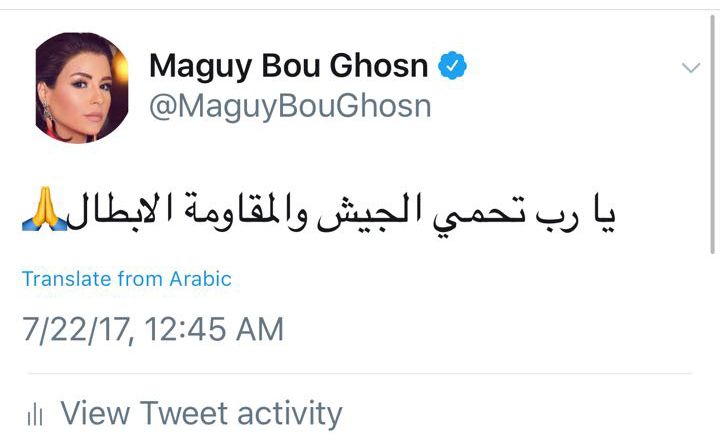 ماغي بو غصن تغرد للجيش اللبناني والمقاومة