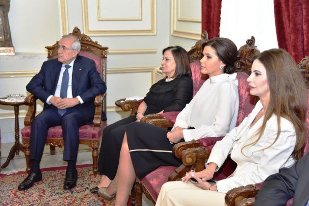 فخامة الرئيس السابق العماد ميشال سليمان مع زوجته والنائب ستريدا جعجع