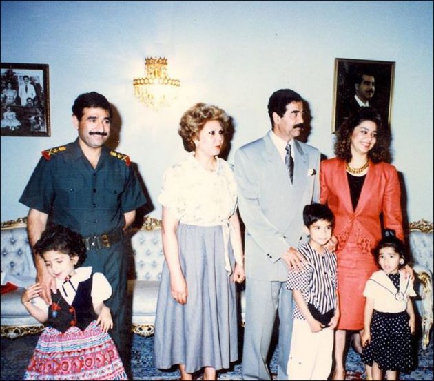 صدام حسين وابنته رغد وزوجته ومعهم حرير ابنة رغد
