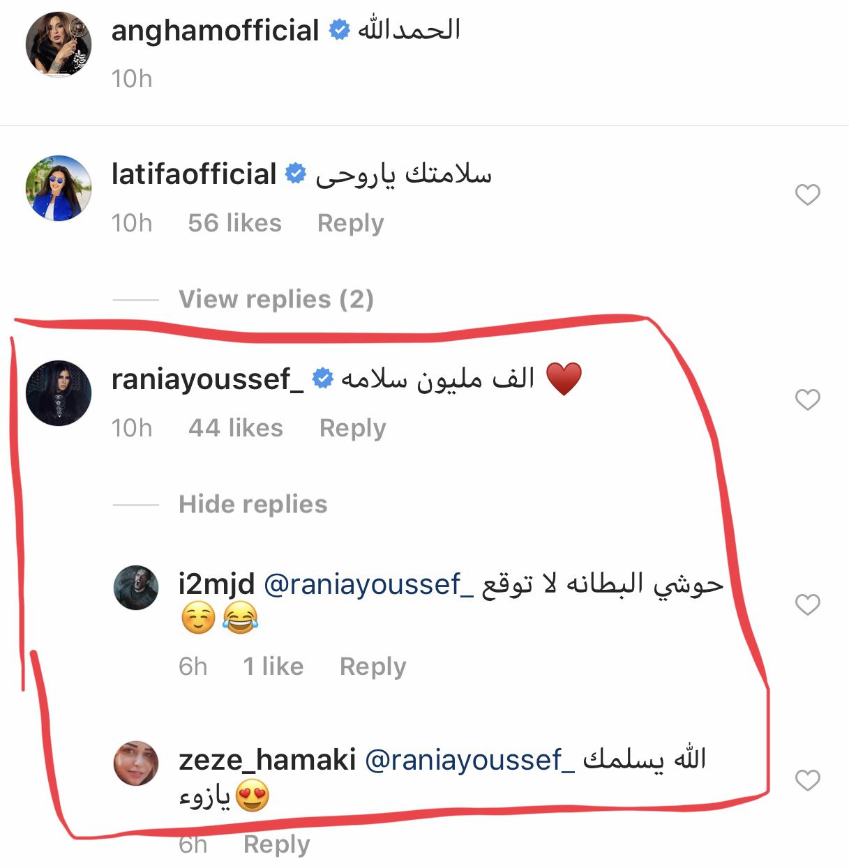 رد أحدهم على تعليق رانيا يوسف لأنغام