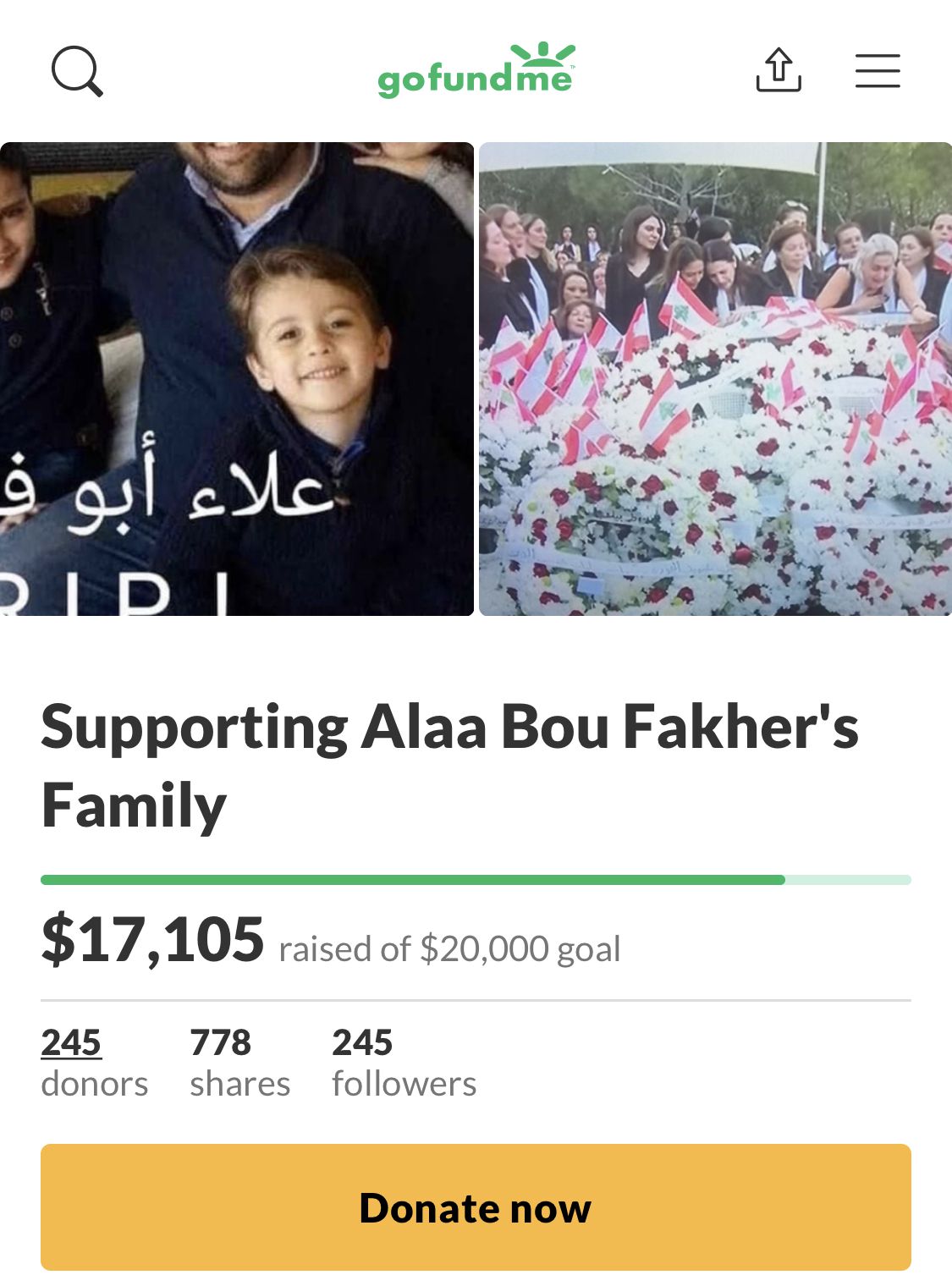 GoFundme Fundraiser In Support of Alaa Abou Fakher’s Family