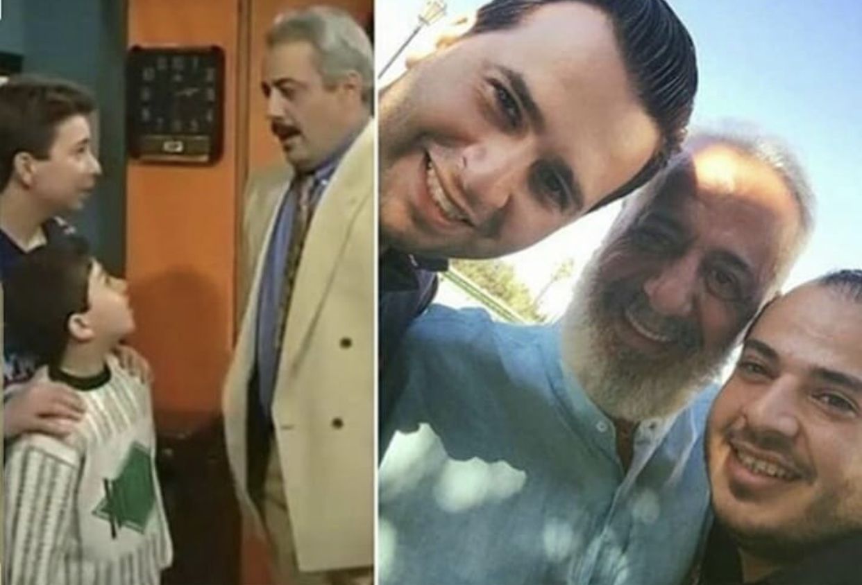أيمن زيدان مع ابنيه في مسلسل جميل وهنا