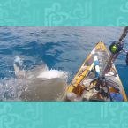 قرش ضخم يهاجم صيادًا - فيديو مرعب